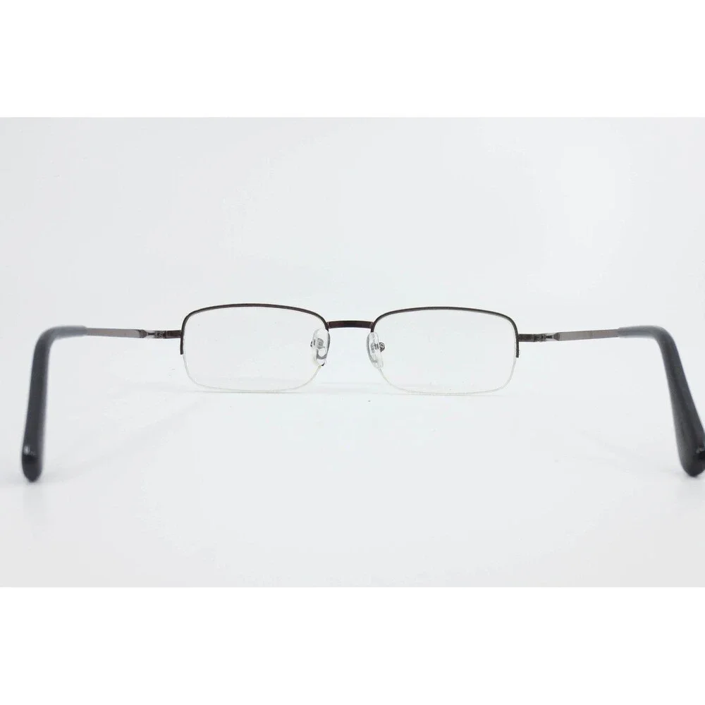 TJ826 Brown Metal Semi Rimless Rectangular Eyeglasses Frames 54-18-140